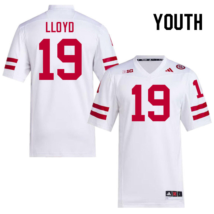 Youth #19 Jaylen Lloyd Nebraska Cornhuskers College Football Jerseys Stitched Sale-White